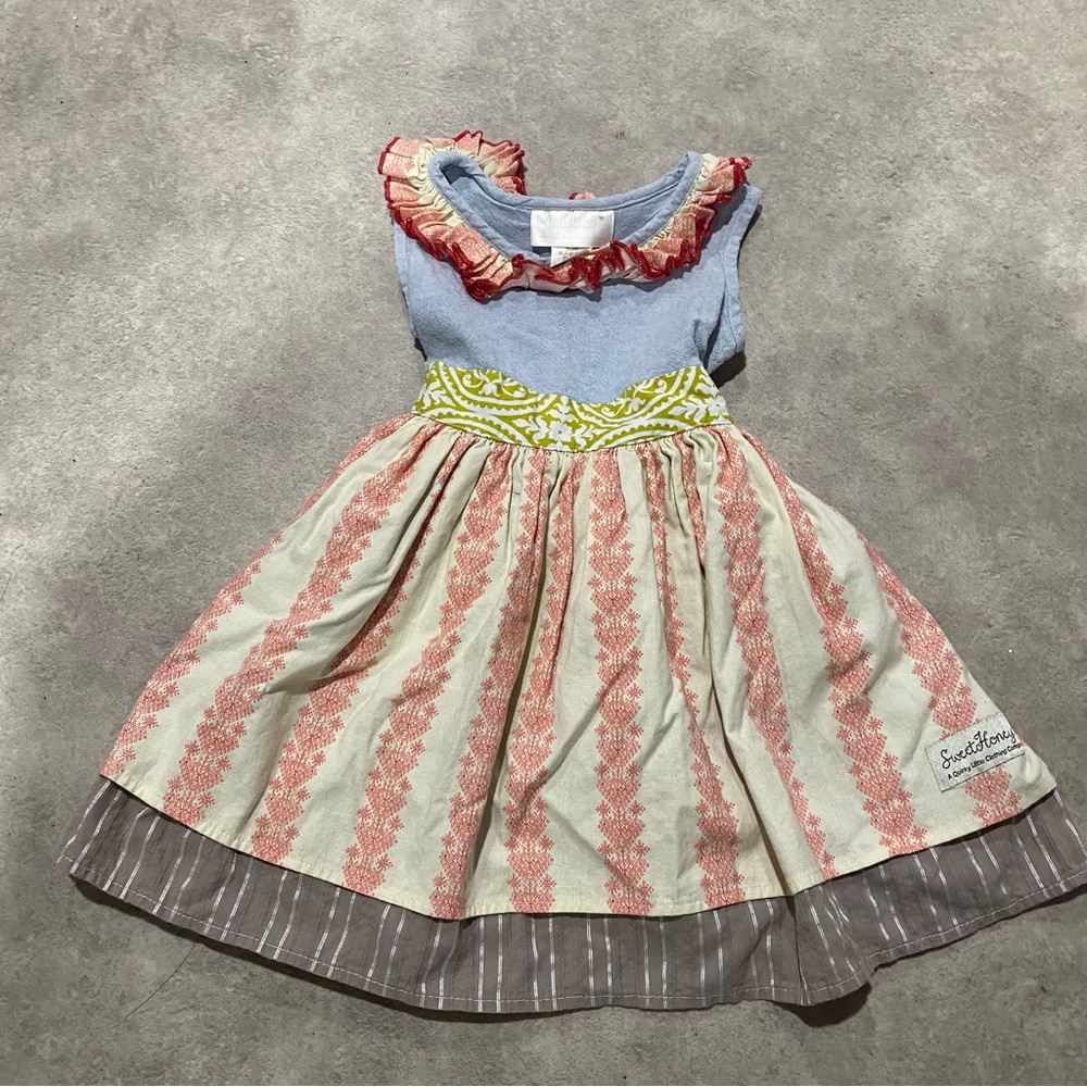 Sweet Honey Dress Made In USA 100% Cotton Ruffle  Layered size 3t